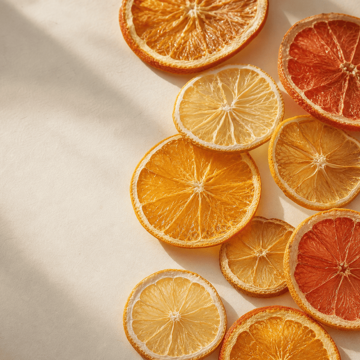 Dried citrus slices representing the Citrus helmet dryer scent pad option
