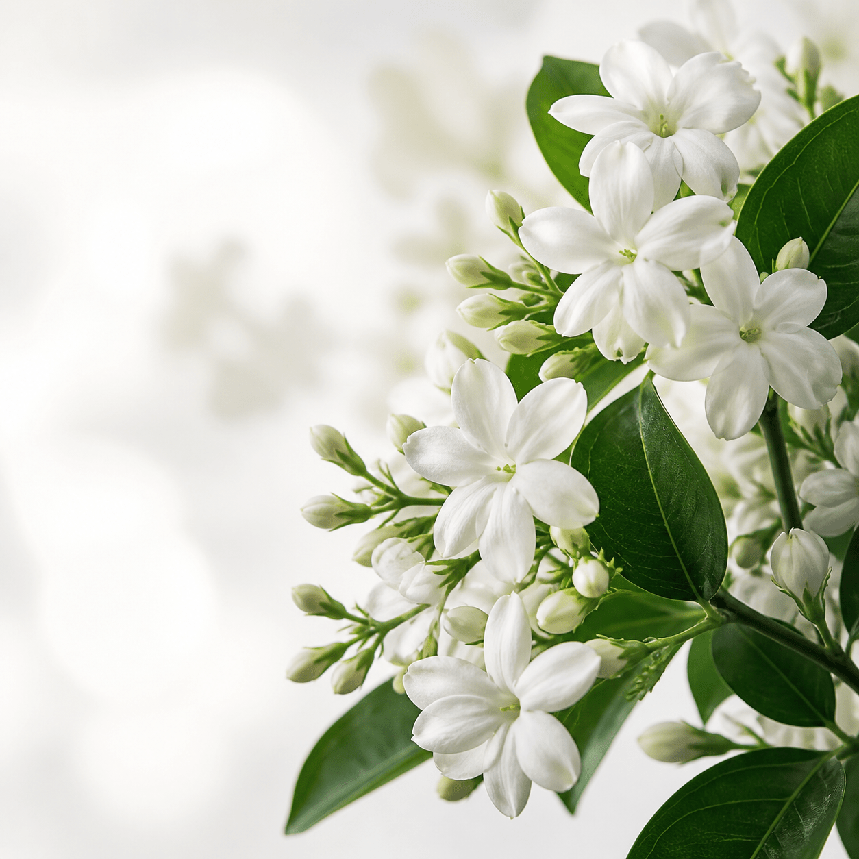 White jasmine flowers representing the Jasmine helmet dryer scent pad option