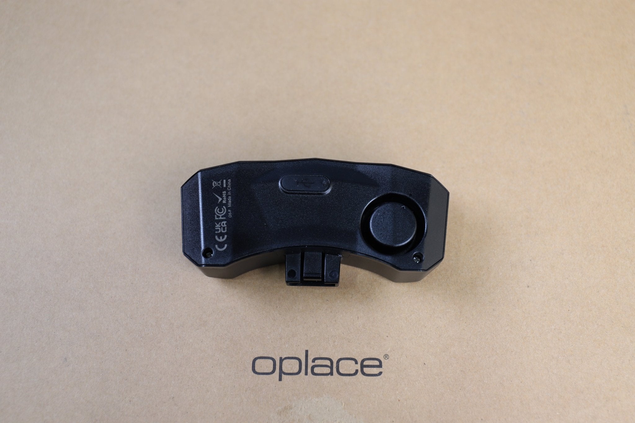 Black wireless remote for the OPlace alarm bike tail light